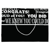 Grand sac cadeau pour les diplômés noir et blanc (Dos)