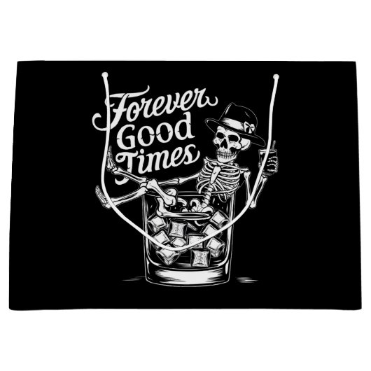 Grand Sac Cadeau Pour toujours bon temps drôle Halloween crâne (Devant)