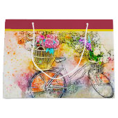 Grand sac cadeau pour vélo et fleurs (Devant)