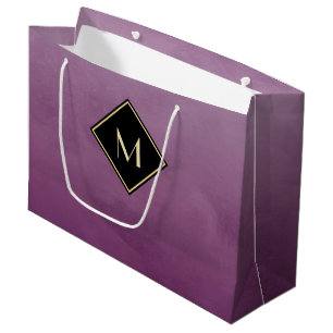 Grand Sac Cadeau Pourpre balayé élégant avec le monogramme simpl