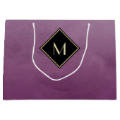 Grand Sac Cadeau Pourpre balayé élégant avec le monogramme simple (Devant)