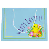 Grand Sac Cadeau Poussette de Pâques aux fleurs (Devant)