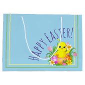 Grand Sac Cadeau Poussette de Pâques aux fleurs (Dos)