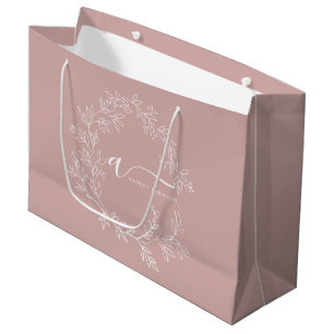 Grand Sac Cadeau Poussière de rose poudrée Monogramme Féminin écrit