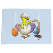 Grand Sac Cadeau Poussin de Pâques éclos (Devant)