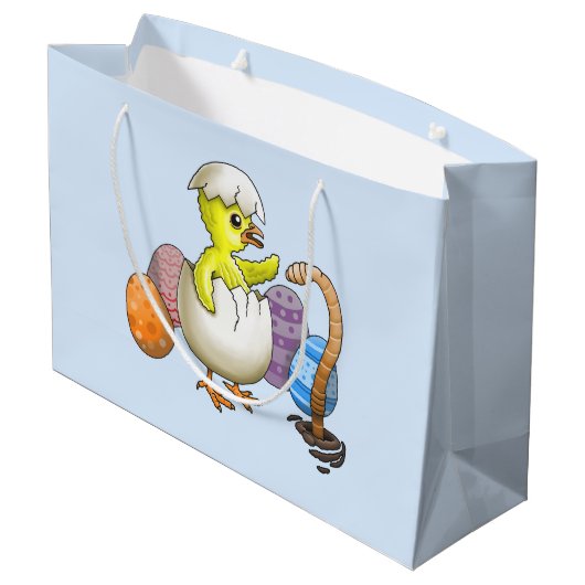 Grand Sac Cadeau Poussin de Pâques éclos (Dos Angle)
