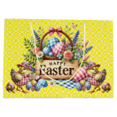 Grand Sac Cadeau Poussins Jaunes Pâques (Dos)