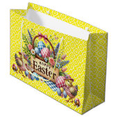 Grand Sac Cadeau Poussins Jaunes Pâques (Devant Angle)