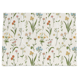 Grand Sac Cadeau Prairie de fleurs sauvages rustique multicolore de