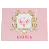 Grand Sac Cadeau Prapet Rose Pickle Ball Joyeux anniversaire (Devant)