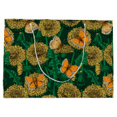 Grand Sac Cadeau Pré de Dandelion sur vert foncé (Dos)