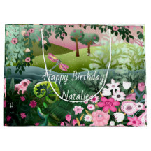 Pré rose avec libellule peint à la main