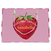 Grand Sac Cadeau Premier anniversaire Bébé 1ère mignonne fraise (Devant)