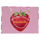 Grand Sac Cadeau Premier anniversaire Bébé 1ère mignonne fraise (Dos)