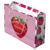 Grand Sac Cadeau Premier anniversaire Bébé 1ère mignonne fraise (Devant Angle)