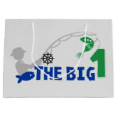 Grand Sac Cadeau premier anniversaire du petit garçon de pêche mign (Devant)