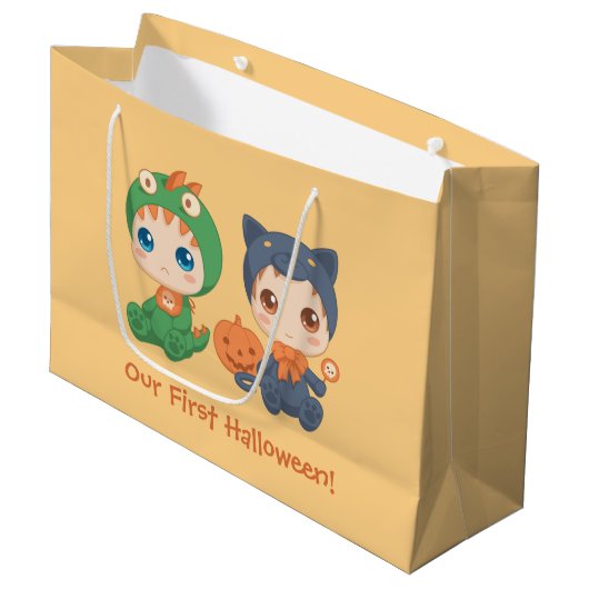Grand Sac Cadeau Premier bébé d'Halloween (Devant Angle)