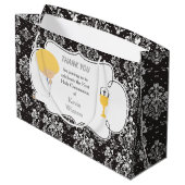 Grand Sac Cadeau Première Communion Blonde Boy Black Damask (Dos Angle)
