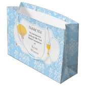 Grand Sac Cadeau Première Communion Blonde Boy Blue Damask (Dos Angle)