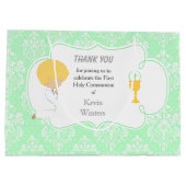 Grand Sac Cadeau Première Communion Blonde Boy Green Damask (Dos)