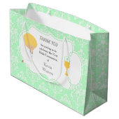 Grand Sac Cadeau Première Communion Blonde Boy Green Damask (Dos Angle)