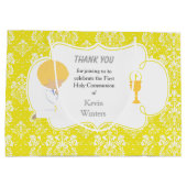 Grand Sac Cadeau Première Communion Blonde Boy Yellow Damask (Dos)