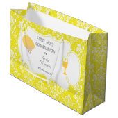 Grand Sac Cadeau Première Communion Blonde Boy Yellow Damask (Devant Angle)