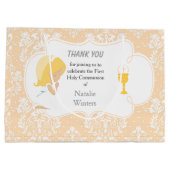 Grand Sac Cadeau Première Communion Blonde cheveux fille Merci (Dos)