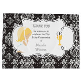 Grand Sac Cadeau Première Communion Blonde cheveux fille Merci (Dos)