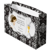 Grand Sac Cadeau Première Communion Brunette Merci de fille cheveux (Dos Angle)