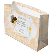 Grand Sac Cadeau Première Communion Brunette Merci de fille cheveux (Dos Angle)
