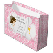 Grand Sac Cadeau Première Communion Brunette Merci de fille cheveux (Devant Angle)