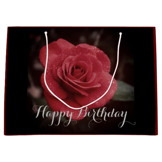 Grand Sac Cadeau Presentpåse med ros (Devant)