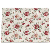 Grand Sac Cadeau Pretty Chic Red Cream Floral Birthday  (Devant)