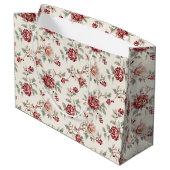 Grand Sac Cadeau Pretty Chic Red Cream Floral Birthday  (Dos Angle)