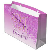 Grand Sac Cadeau Pretty Falling Pink Glitter 21st Birthday (Dos Angle)