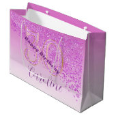 Grand Sac Cadeau Pretty Falling Pink Glitter 30th Birthday (Devant Angle)