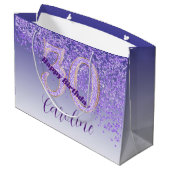 Grand Sac Cadeau Pretty Falling Purple Glitter 30th Birthday (Dos Angle)