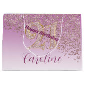Grand Sac Cadeau Pretty Falling Rose Gold Glitter 21st Birthday (Devant)