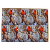 Grand Sac Cadeau Pretty Red Cardinal Bird Perched on Branch (Dos)