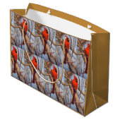 Grand Sac Cadeau Pretty Red Cardinal Bird Perched on Branch (Dos Angle)