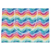 Grand Sac Cadeau Pride Wavy Rainbow Stripes Pattern (Devant)