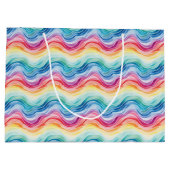 Grand Sac Cadeau Pride Wavy Rainbow Stripes Pattern (Dos)