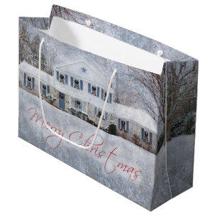 Grand Sac Cadeau Primitive Winter Snow Country Rustic Open House