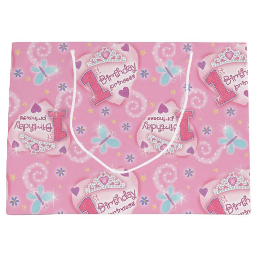 Grand Sac Cadeau Princesse d'anniversaire (Devant)