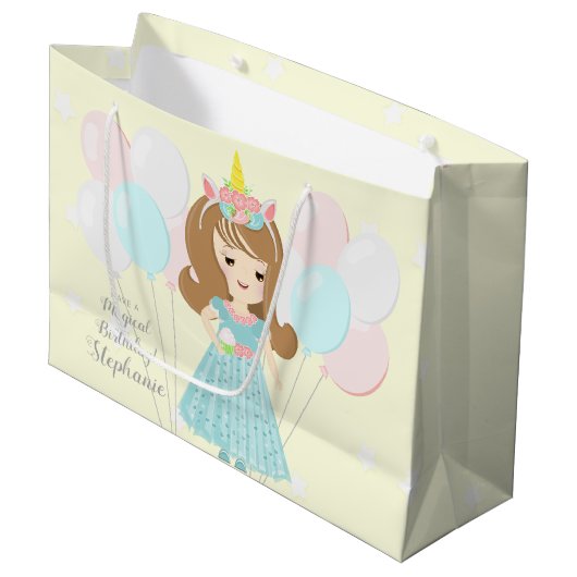 Grand Sac Cadeau Princesse Unicorn (Devant Angle)