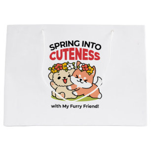 Grand Sac Cadeau Printemps dans la laideur - Illustration de chien 