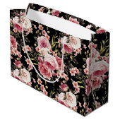 Grand Sac Cadeau Profusion rose - Arrière - plan noir (Dos Angle)