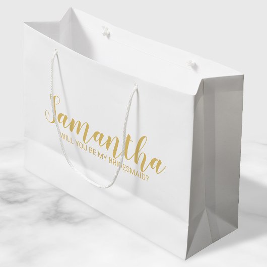 Grand Sac Cadeau Proposition Bridesmaid | Or de script moderne