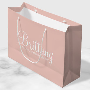 Grand Sac Cadeau Proposition de servante d'accueil moderne rose-bla